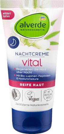 Nočný pleťový krém vital s bio lupinovými peptidmi alverde NATURKOSMETIK