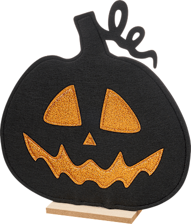 Filzaufsteller, Kürbis mit Gesicht, schwarz-Glitter BOLTZE