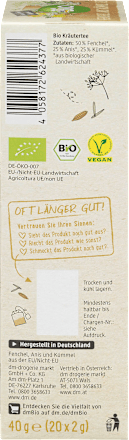 Kräutertee Fenchel, Anis, Kümmel (20 Beutel) dmBio
