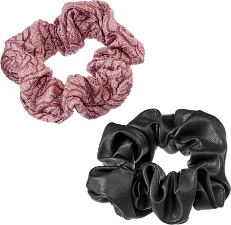 Scrunchies Lederoptik/Rosenmotiv schwarz, rosa ebelin