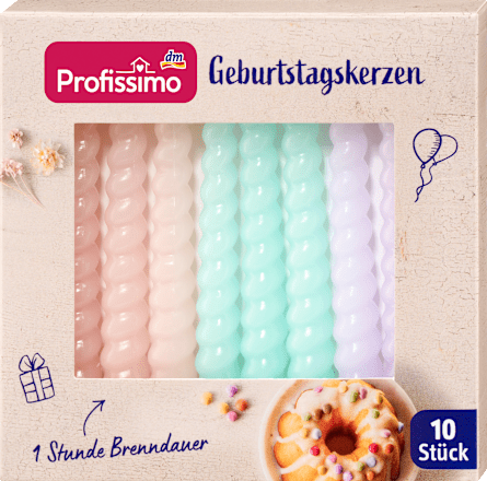 Geburtstagskerzen, gedreht, farbig-gemischt Profissimo