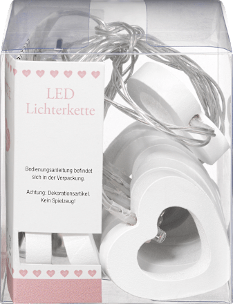LED-Lichterkette mit Holzherzen, weiß Dekorieren & Einrichten