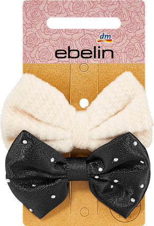 Haar- & Ansteckbrosche Schleife creme, schwarz ebelin
