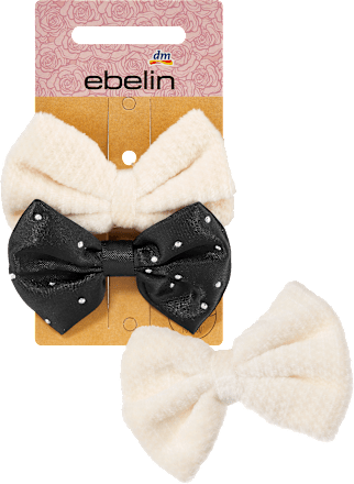 Haar- & Ansteckbrosche Schleife creme, schwarz ebelin