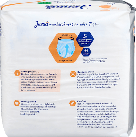 Mobilne neprepustne hlačke Super, velikost XL, za srednjo do težko inkontinenco Jessa DISKRET