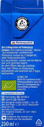 Schlagcreme, vegane Schlagcreme auf Kokosbasis dmBio