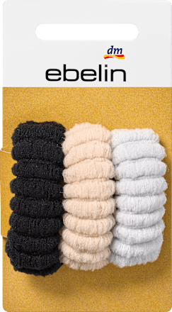 Haargummis gerippt schwarz, beige & grau ebelin
