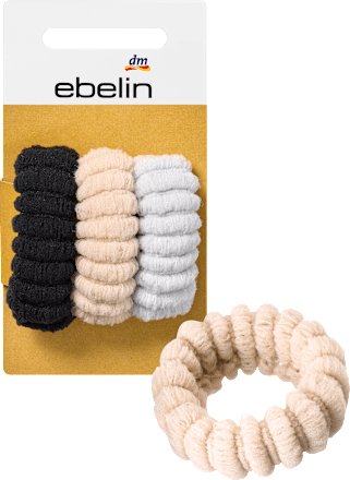 Haargummis gerippt schwarz, beige & grau ebelin