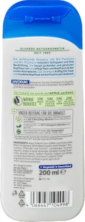 Shampoo Anti-Schuppen Bio-Paranuss, Bio-Rosmarin alverde NATURKOSMETIK