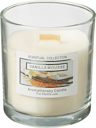 Duftkerze im Glas, Vanille mit Holzdocht Dekorieren & Einrichten