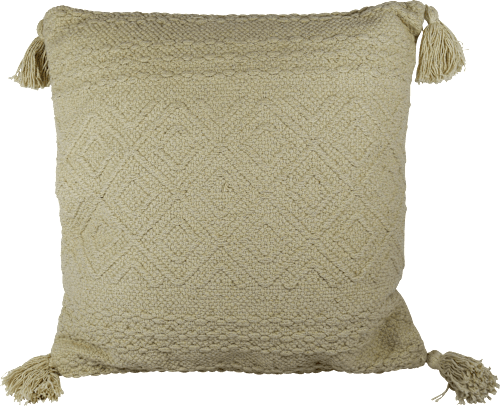 Kissen mit Quasten, creme (45x45 cm) keine Marke