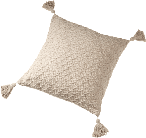 Kissen mit Quasten, creme (45x45 cm) keine Marke