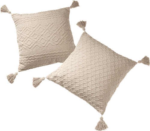 Kissen mit Quasten, creme (45x45 cm) keine Marke