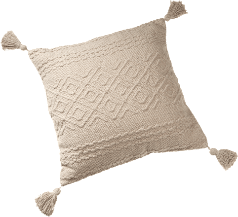 Kissen mit Quasten, creme (45x45 cm) keine Marke