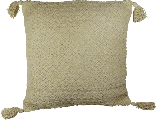 Kissen mit Quasten, creme (45x45 cm) keine Marke