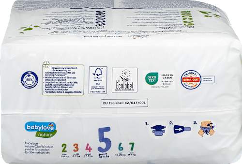 Windeln Gr. 5 Junior (10-16 kg) babylove nature