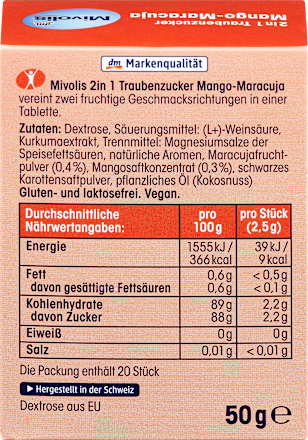 Komprimati grožđanog šećera mango i marakuja  Mivolis