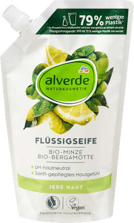 Tekuté mydlo mäta a bergamot - náhradná náplň alverde NATURKOSMETIK