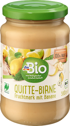bio ovocné pyré kdoule, hruška & banán dmBio