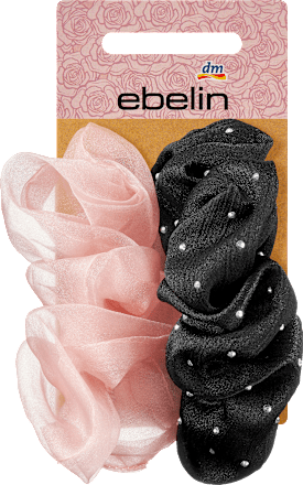 Scrunchies Tüll & Satinoptik rosa, schwarz ebelin