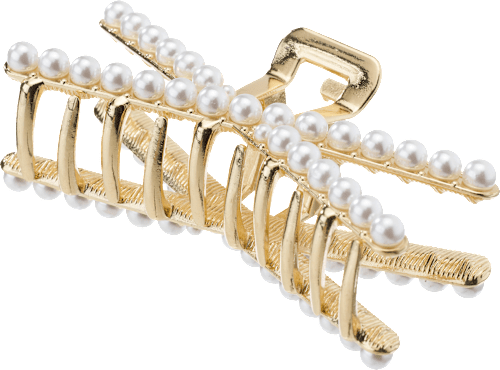 Haarklammer Metall Perlen goldfarben ebelin
