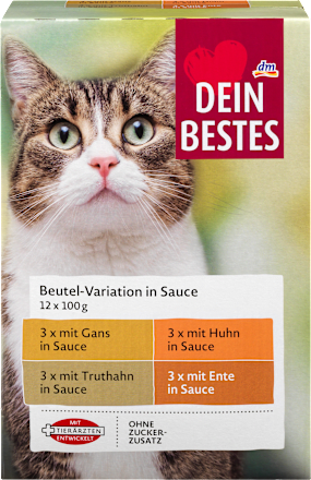 Nassfutter Katze Geflügel in Sauce, Multipack (12x100 g) Dein Bestes
