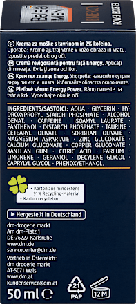 Krema za moške s taurinom in 2 % kofeina Balea MEN