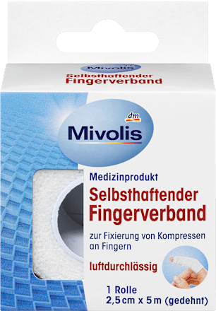Selbsthaftender Fingerverband, 2,5 cm x 5 m (gedehnt), 1 Rolle Mivolis