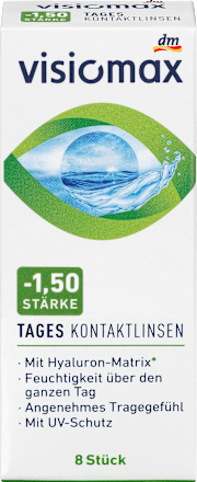 Soczewki kontaktowe jednodniowe, moc: -1,50 VISIOMAX