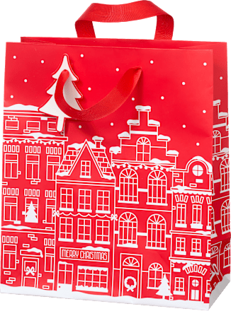 Geschenktasche Streifen/Zuckerstangen/Schrift/Häuser, midi, hoch Profissimo