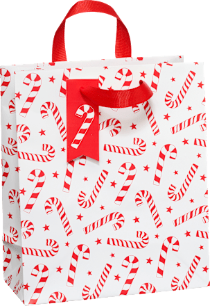 Geschenktasche Streifen/Zuckerstangen/Schrift/Häuser, midi, hoch Profissimo