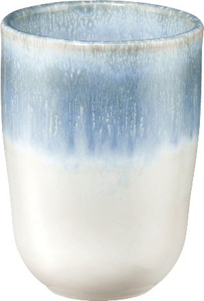 Becher aus Keramik ohne Henkel, blau/weiß keine Marke