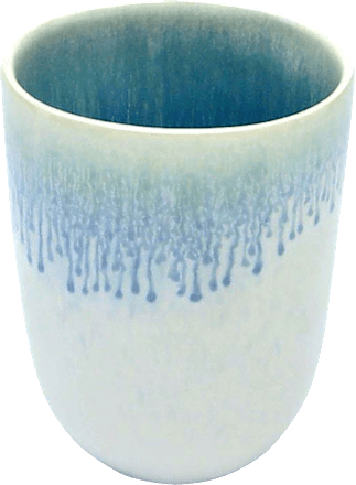 Becher aus Keramik ohne Henkel, blau/weiß keine Marke