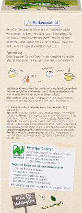 Kräutertee Melissen Tee mit Zitronengras (20 Beutel) dmBio