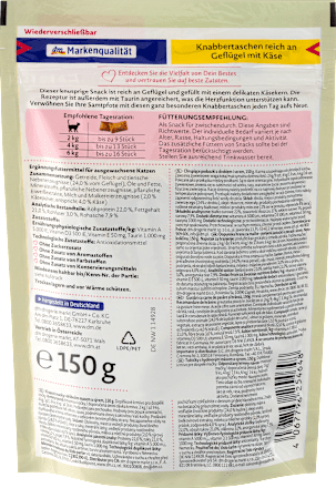 Dopolnilna hrana za odrasle mačke – prigrizek s perutnino in sirom DEIN BESTES