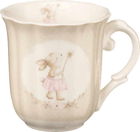 Kaffeebecher mit Hasenmädchen, gepunktet, braun BOLTZE