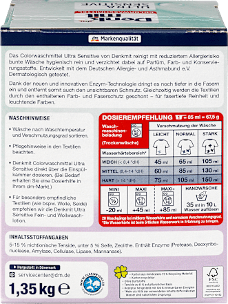 Colorwaschmittel Pulver Ultra Sensitive  Denkmit