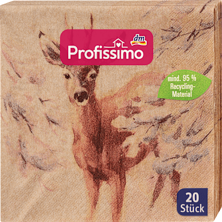 Servietten "Hirsch" aus Recycling-Material (33x33 cm) Profissimo