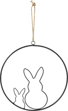 Metallring mit zwei Hasen zum Aufhängen, schwarz Dekorieren & Einrichten