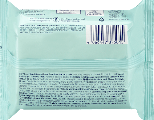 Feuchtes Toilettenpapier Classic Sensitive Sanft&Sicher