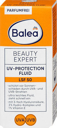 Fluido viso idratante SPF50 con acido ialuronico e vitamina E Balea