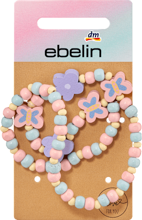 Halskette Holzperlen Blume & Schmetterling ebelin