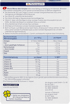 Étrend-kiegészítő kapszula férfiaknak Männer Aktiv Komplex Mivolis