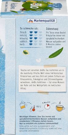 Kräutertee "Aufatmen" mit Krauseminze, Eukalyptus & Zitronenthymian (20 Beutel) dmBio