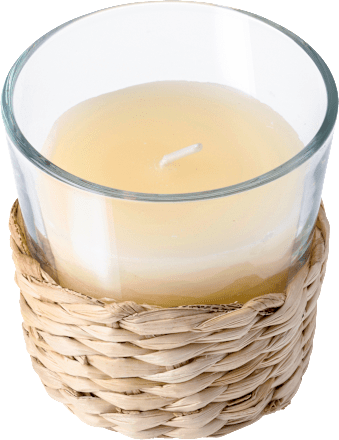 Kerzenglas gefüllt, Citronella mit Seegras, creme Dekorieren & Einrichten