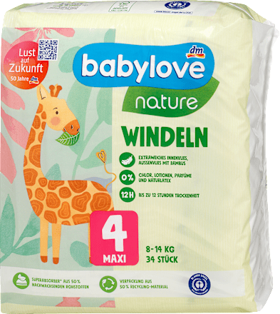 Windeln Gr. 4, Maxi (8-14 kg) babylove nature