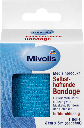 Selbsthaftende Bandage, 6 cm x 5 m (gedehnt), 1 Rolle Mivolis