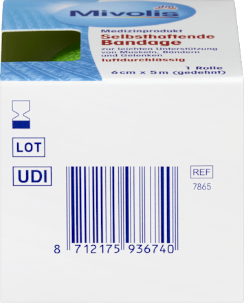 Selbsthaftende Bandage, 6 cm x 5 m (gedehnt), 1 Rolle Mivolis