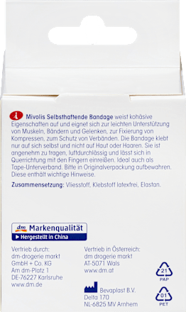 Selbsthaftende Bandage, 6 cm x 5 m (gedehnt), 1 Rolle Mivolis