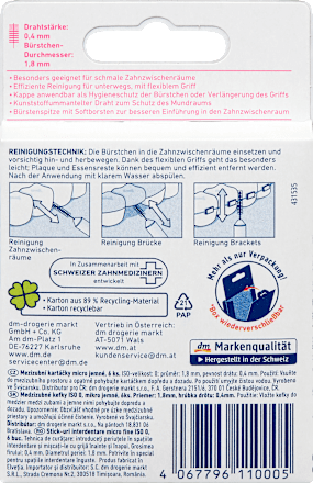 Szczoteczki do czyszczenia przestrzeni międzyzębowych, rozmiar ISO 0,4 mm Dontodent